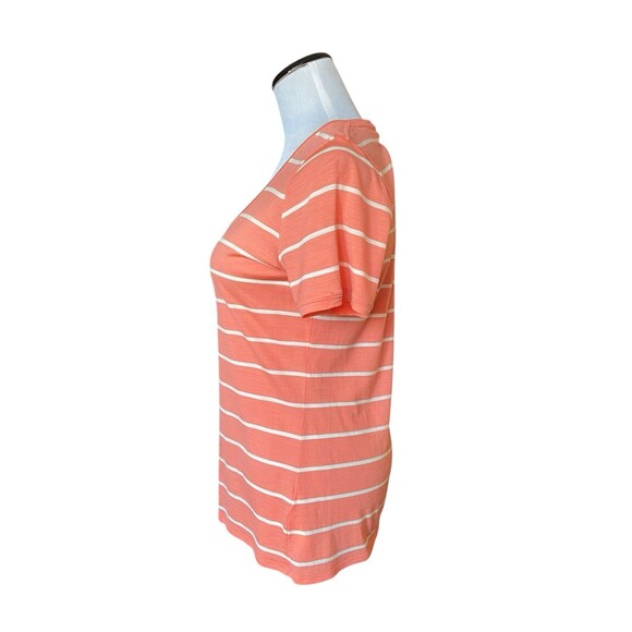 Icebreaker Womens Merino Wool T-Shirt Size M Coral Striped Sustainable Granola - Picture 2 of 11